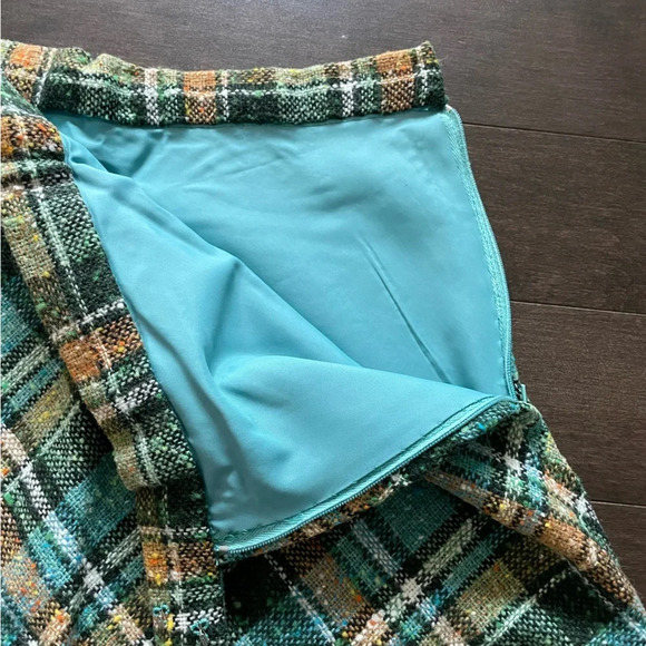 Vintage 70s Plaid Wool Lined Maxi Skirt with Lace Women’s XS - Picture 4 of 8